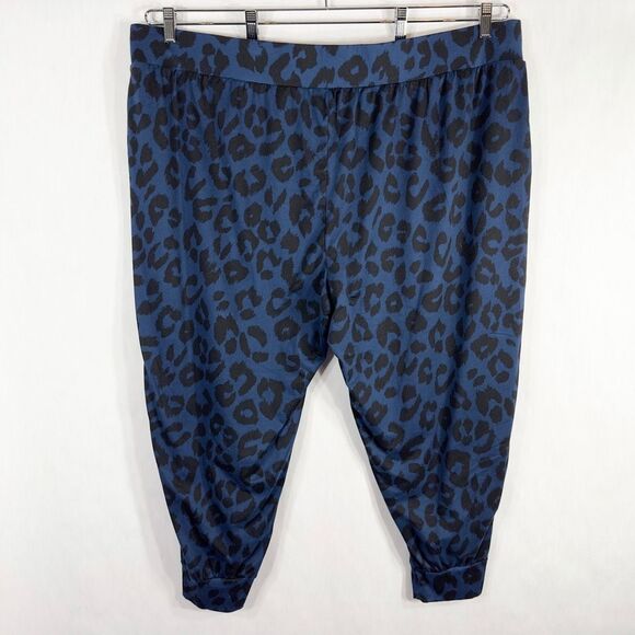 LaunGy by Giuliana Plus Size 3XP Pants Blue Black Leopard Print Knit Stretch 147 - Picture 2 of 7